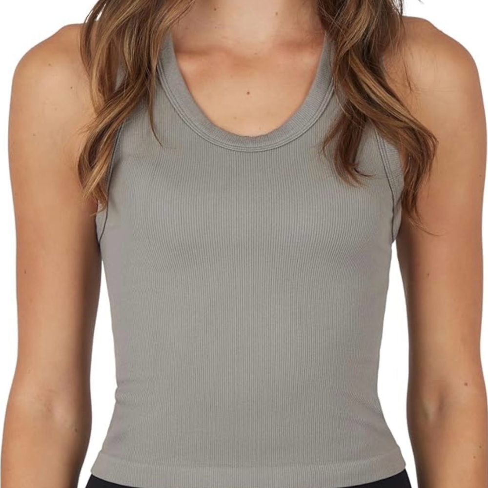 90 Degree by Reflex Seamless Ribbed Crop Tank Gray NWT Athleisure